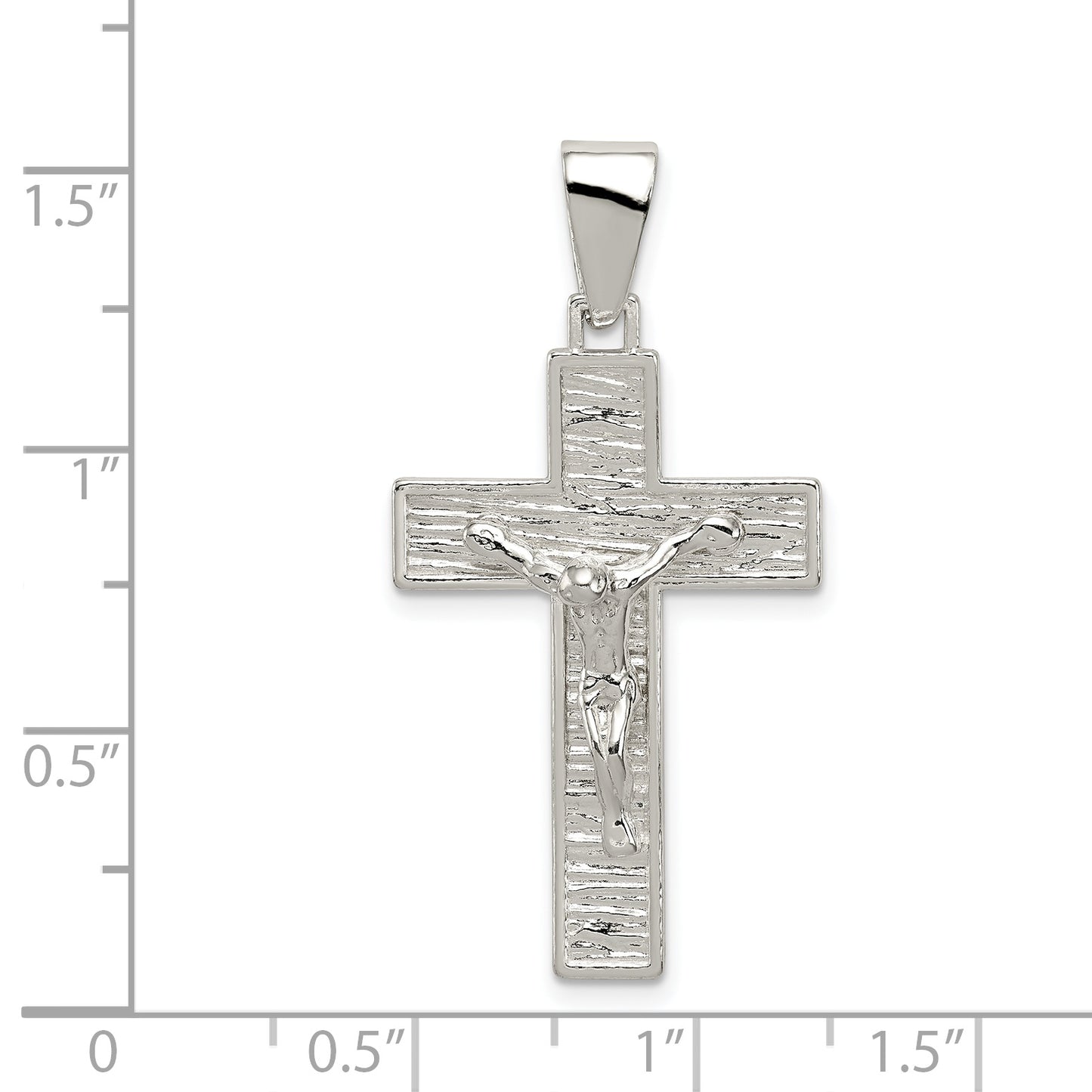 Sterling Silver Polished Box Cross Crucifix Pendant