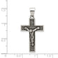 Sterling Silver Antiqued Box Cross Crucifix Pendant