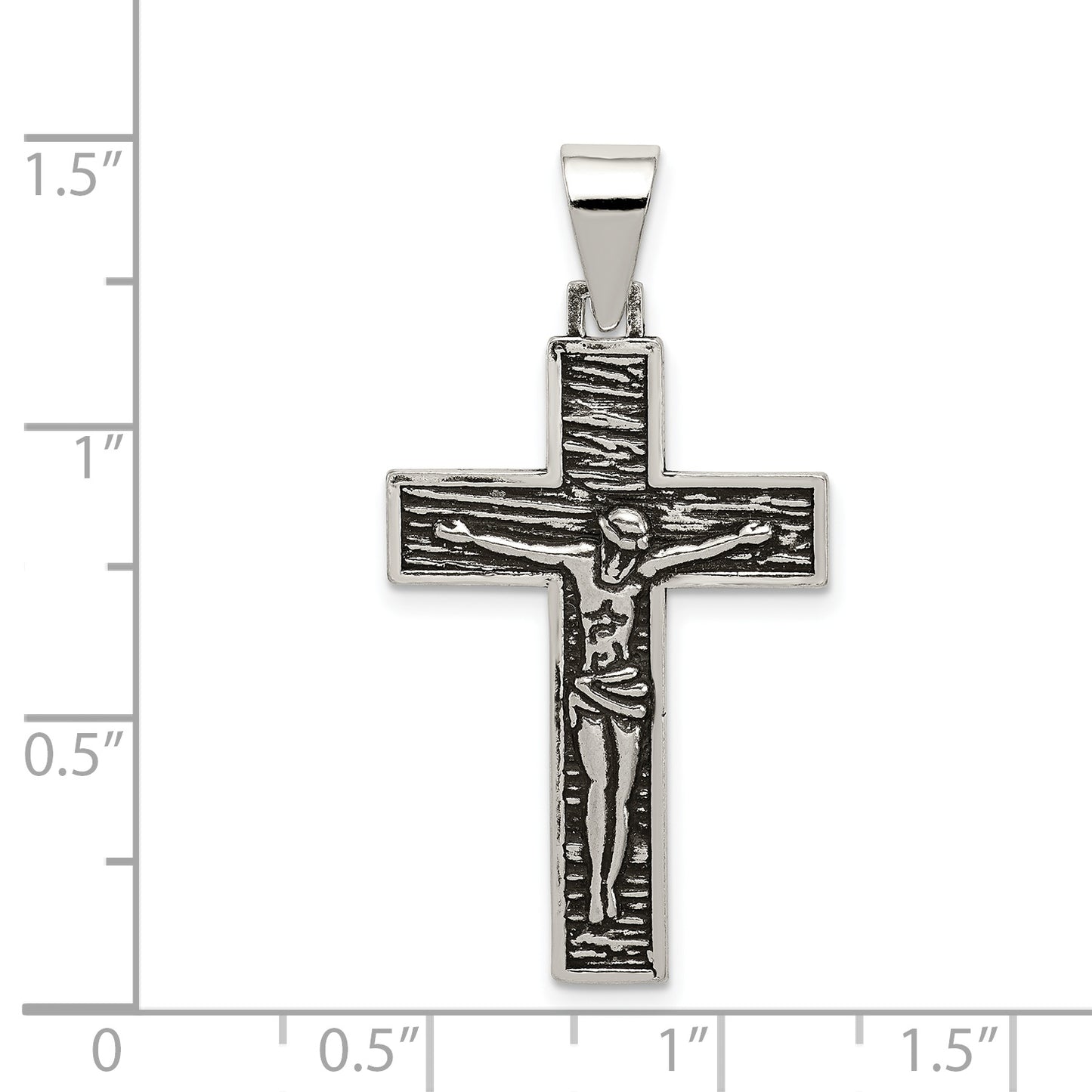 Sterling Silver Antiqued & Textured Crucifix Pendant