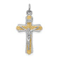 Sterling Silver Rhodium-Plated & Gold-Tone Inri Crucifix Cross Pendant