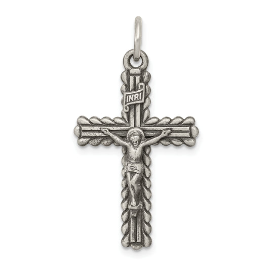 Sterling Silver Antiqued And Brushed Inri Crucifix Pendant