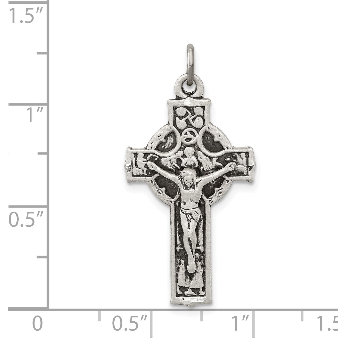 Sterling Silver Antiqued Irish 4-Way Inri Crucifix Cross Pendant