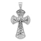 Sterling Silver Polished & Antiqued Large Leaf Crucifix Pendant