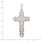 Sterling Silver Polished & Textured Large Floral Cross W/Jesus Pendant