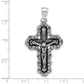 Sterling Silver Polished & Antiqued Filigree Crucifix Pendant