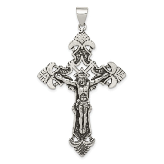 Sterling Silver Antiqued Crucifix Pendant