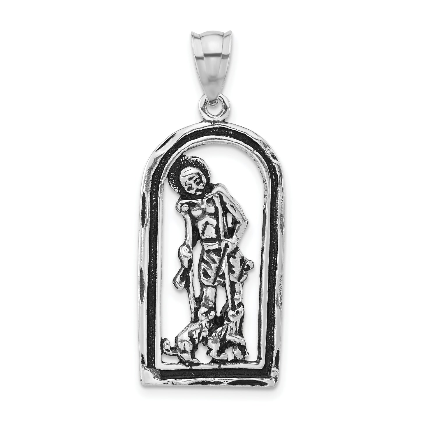 Sterling Silver Polished & Antiqued St. Lazarus Pendant