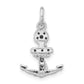 Sterling Silver Polished Crystal Mariner Cross Pendant