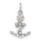 Sterling Silver Polished Crystal Mariner Cross Pendant