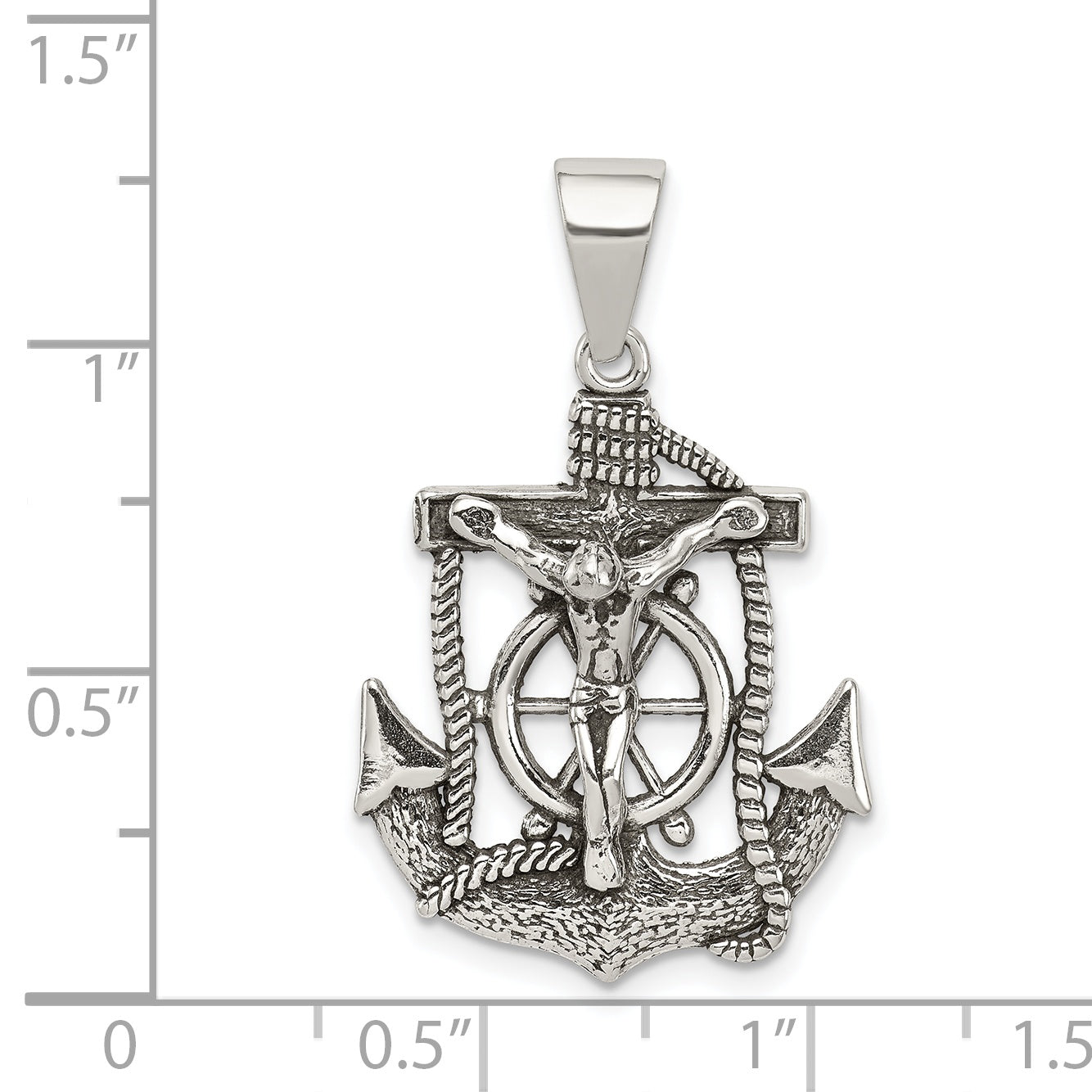 Sterling Silver Antiqued Mini Mariner Inri Crucifix Pendant