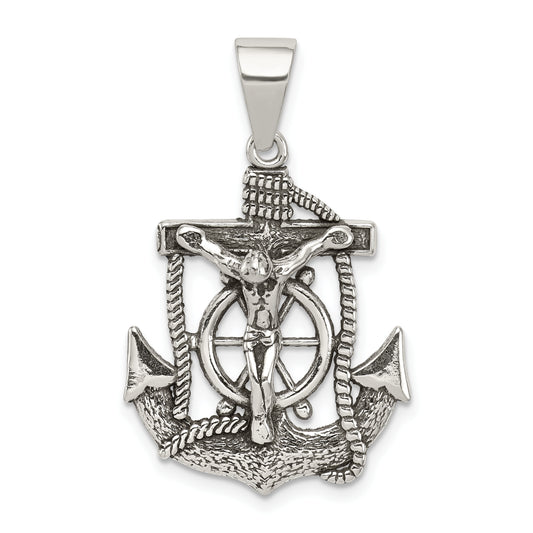 Sterling Silver Antiqued Mini Mariner Inri Crucifix Pendant