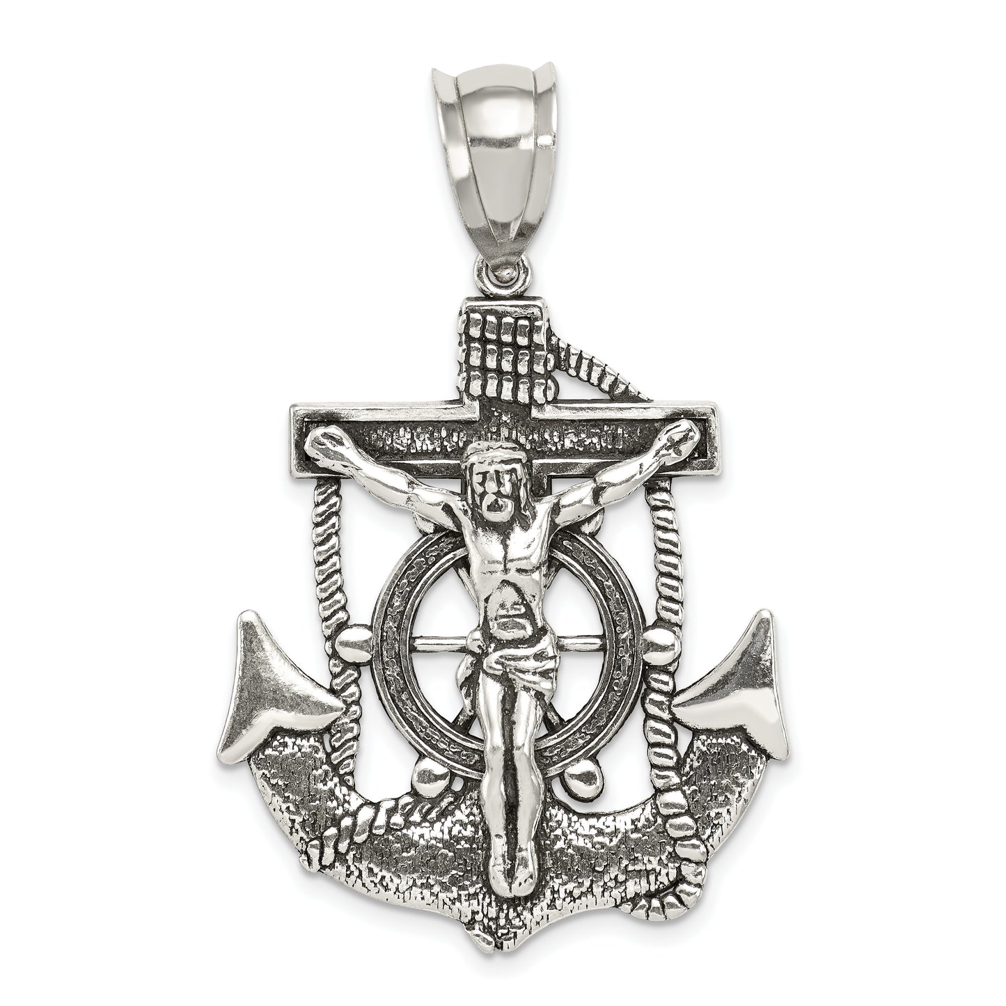 Sterling Silver Antiqued Crucifix Pendant