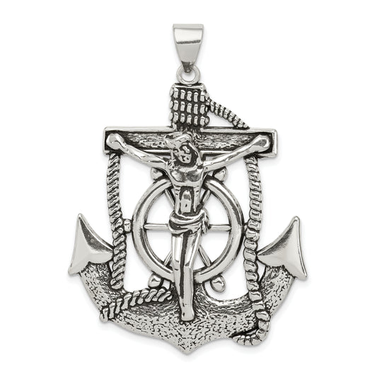 Sterling Silver Antiqued Mariner Cross Pendant