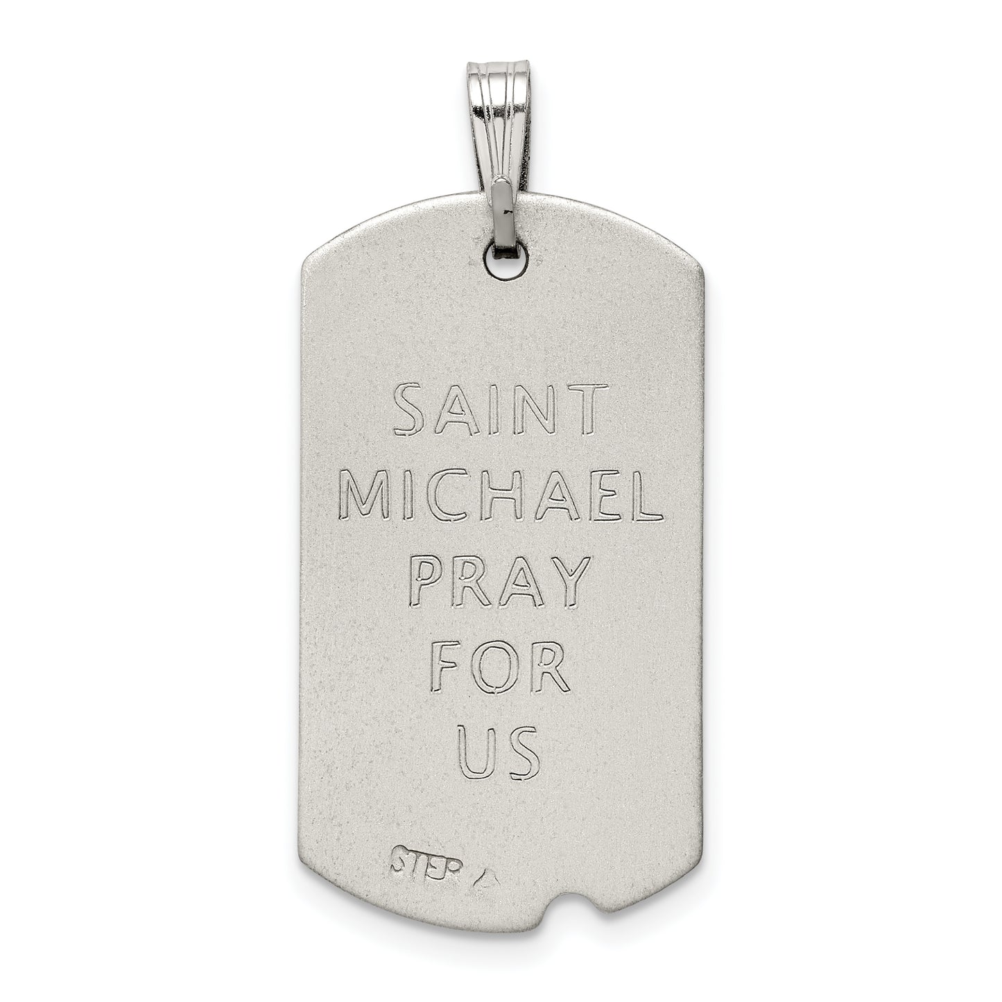 Sterling Silver Antiqued Dog Tag Saint Michael Pendant