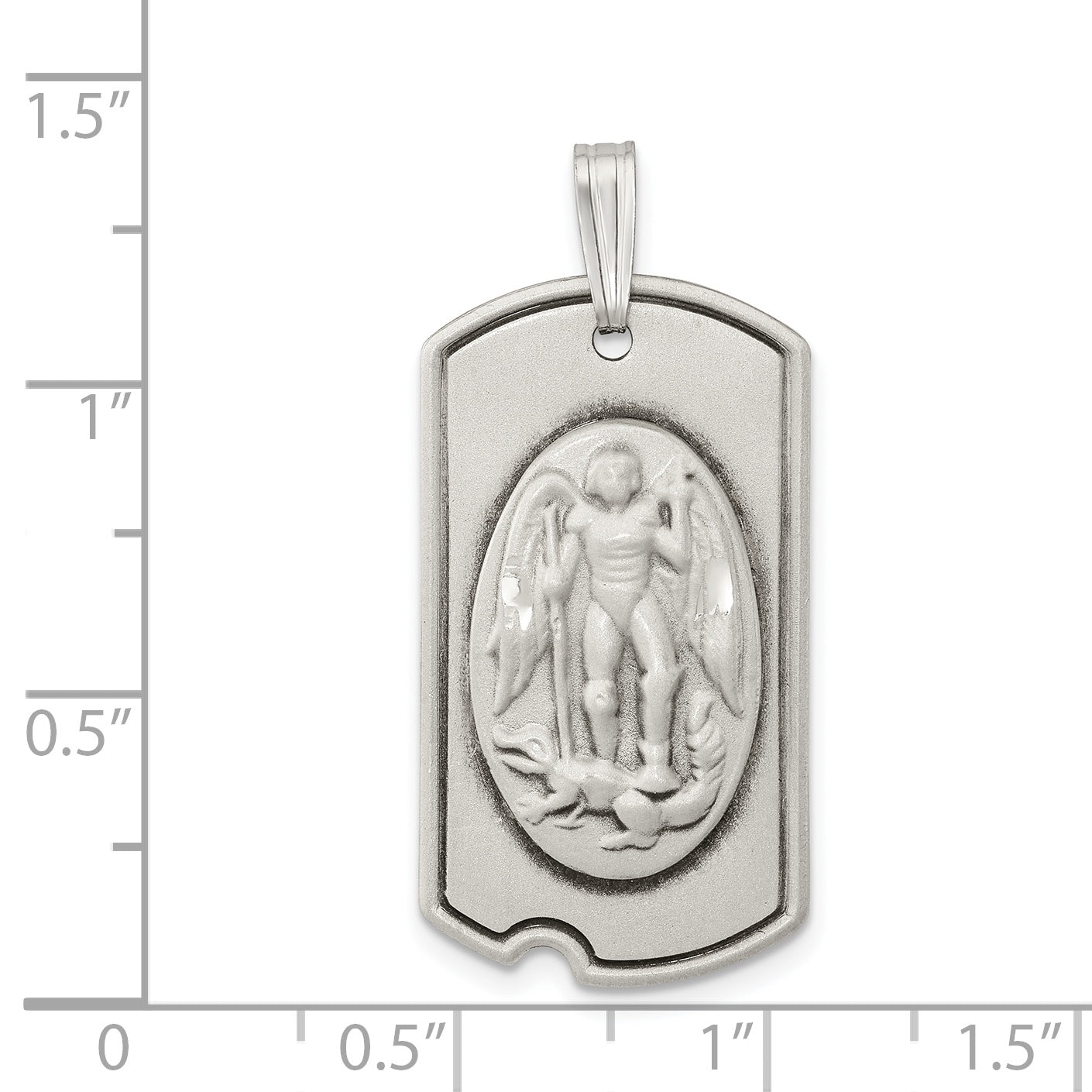 Sterling Silver Antiqued Dog Tag Saint Michael Pendant