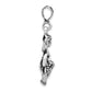 Sterling Silver Polished Antiqued & Textured Flying Angel W/Heart Pendant