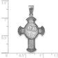 Sterling Silver Antiqued Textured & Satin Religious Cross Pendant