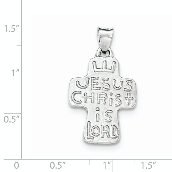 Sterling Silver Textured, Brushed And Polished Religious Cross Pendant