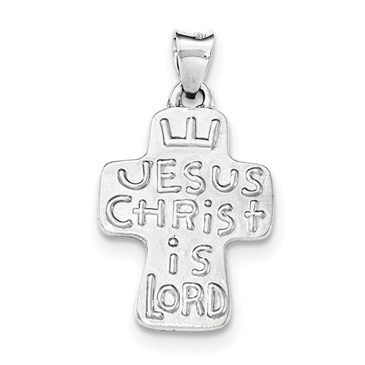 Sterling Silver Textured, Brushed And Polished Religious Cross Pendant