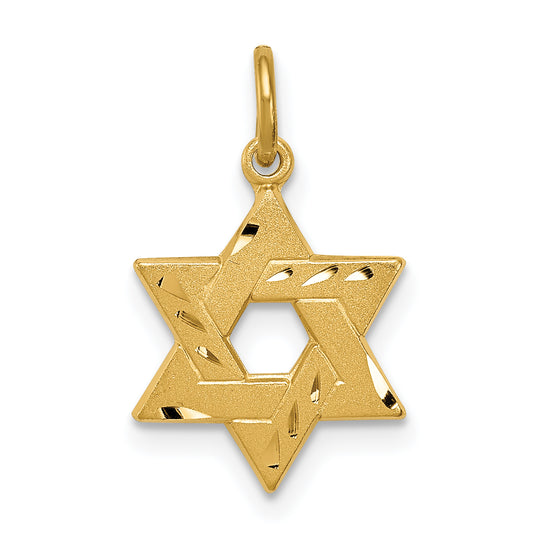 Sterling Silver Gold-Tone Engraved Small Jewish Star Pendant