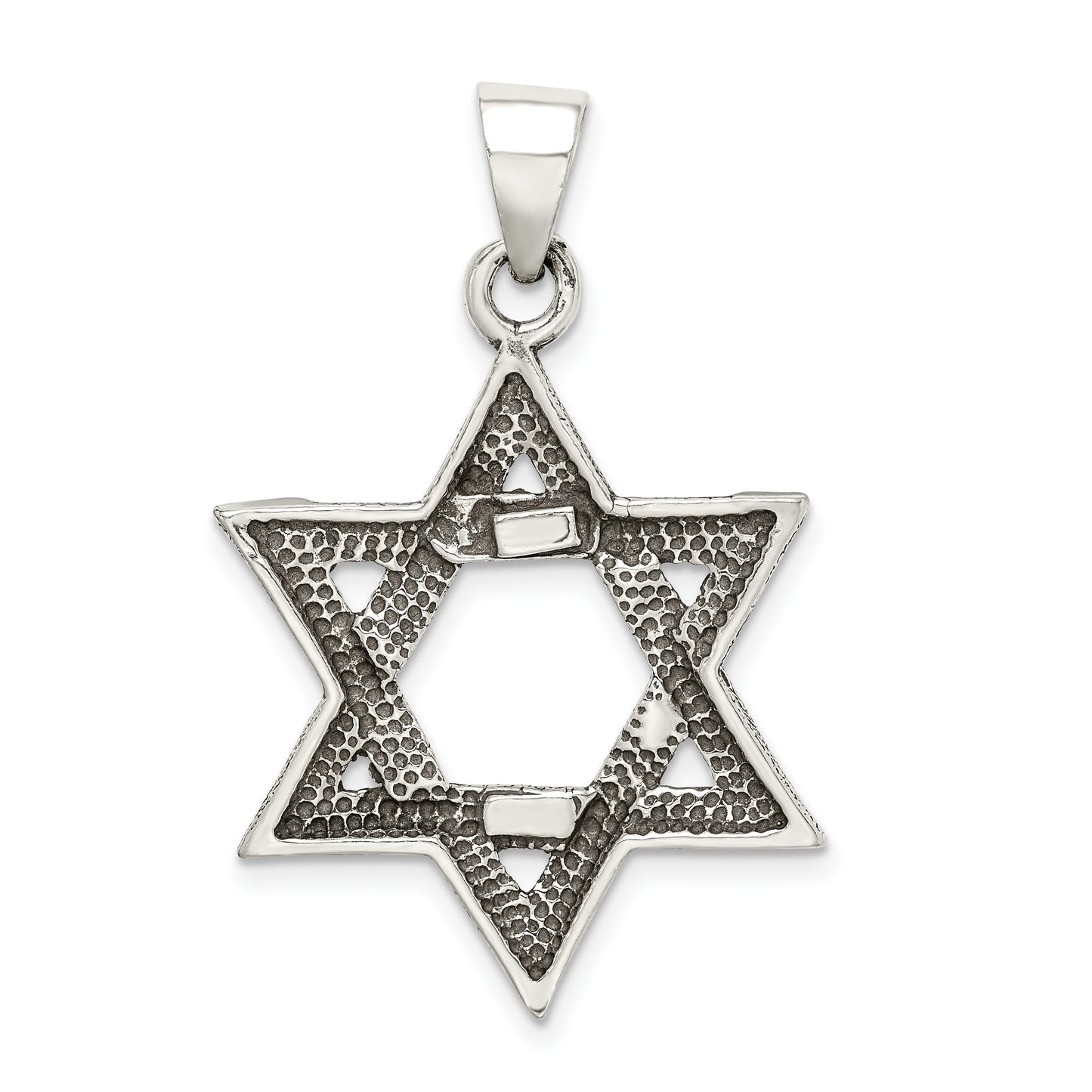 Sterling Silver Antiqued Star Of David Pendant