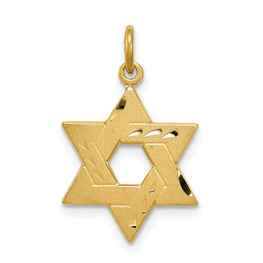 Sterling Silver Gold-Tone Engraved Jewish Star Pendant