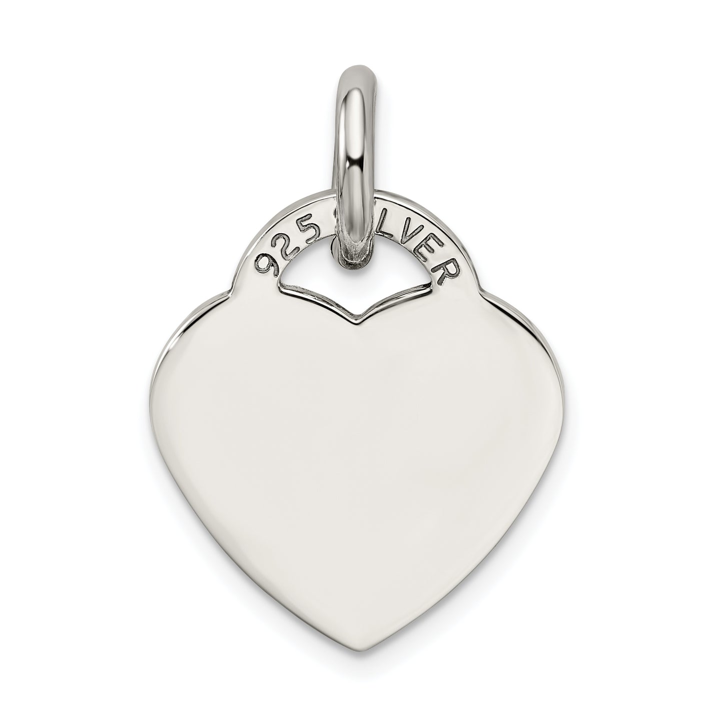 Sterling Silver Antiqued Polished 'I Love U' Engraved Heart Pendant