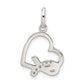 Sterling Silver Polished Heart W/ Awareness Ribbon Cz Charm