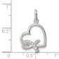 Sterling Silver Polished Heart W/ Awareness Ribbon Cz Charm