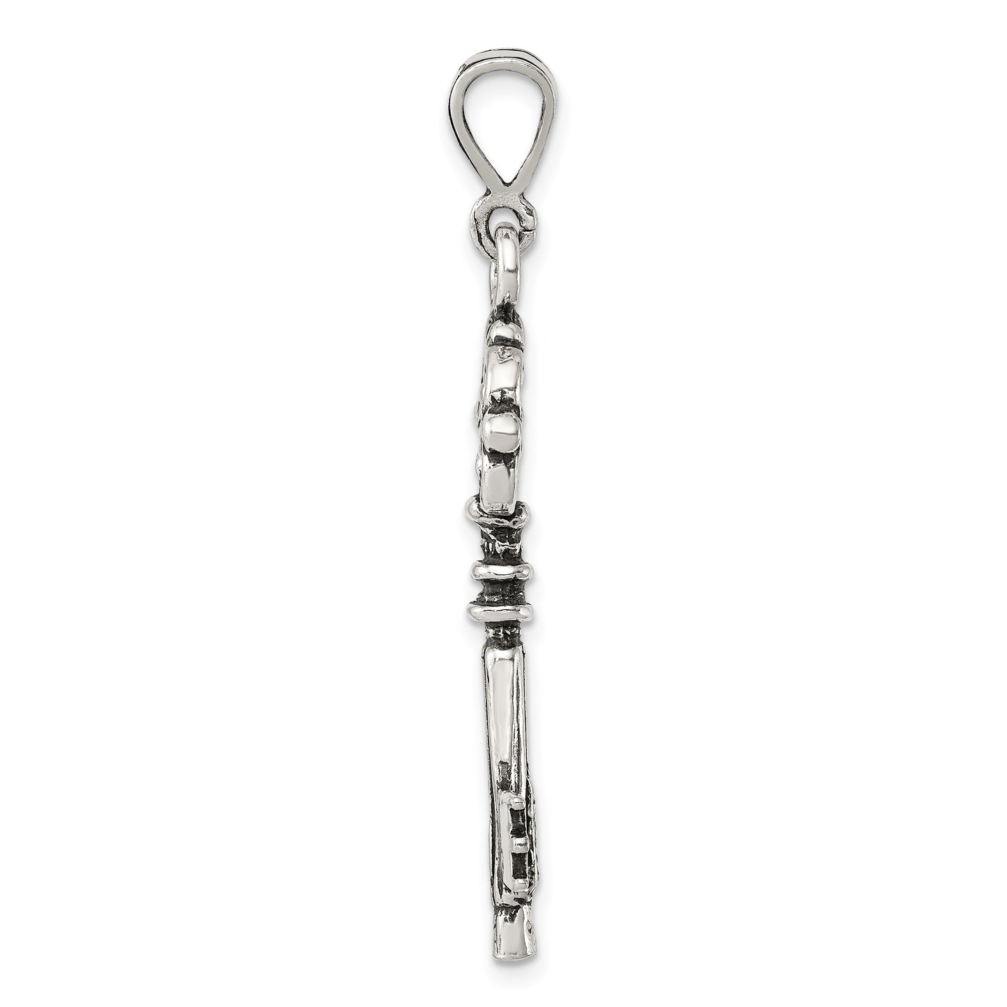 Sterling Silver Antiqued & Textured Key Pendant