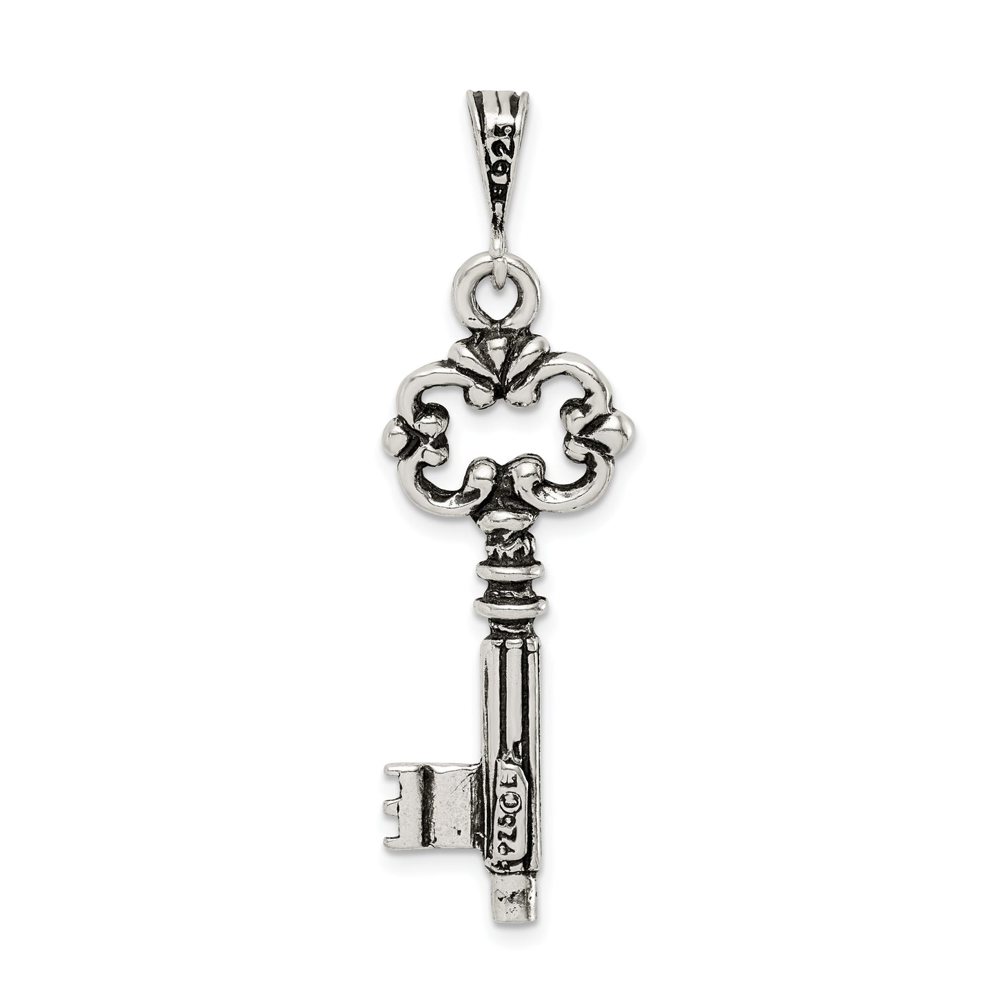 Sterling Silver Antiqued & Textured Key Pendant