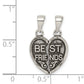 Sterling Silver Antiqued Mini Best Friends Break Away Heart Pendant