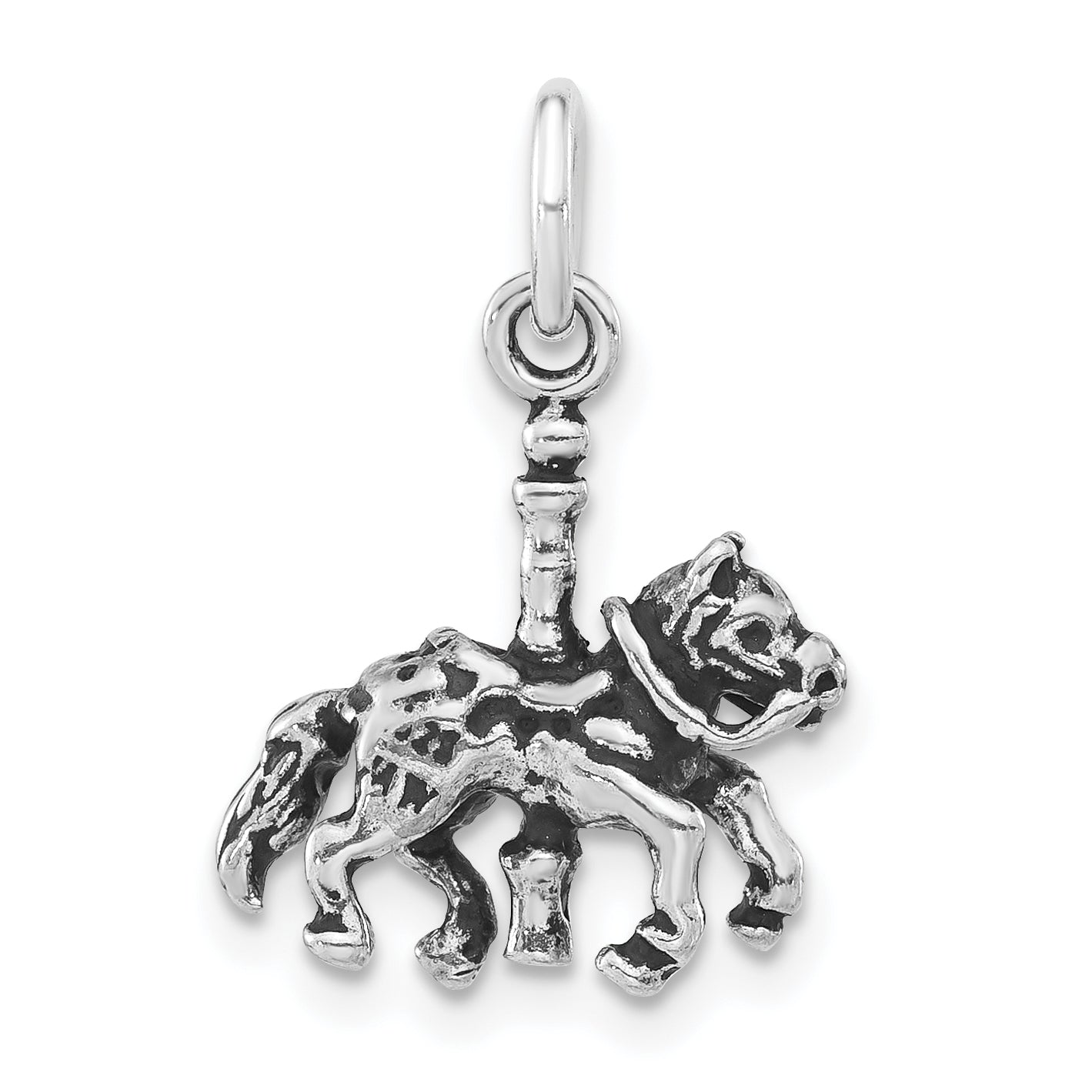 Sterling Silver 3-D Polished & Antiqued Carousel Horse Pendant