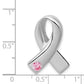 Sterling Silver Rhodium-Plated Pink Cz Awareness Ribbon Pendant