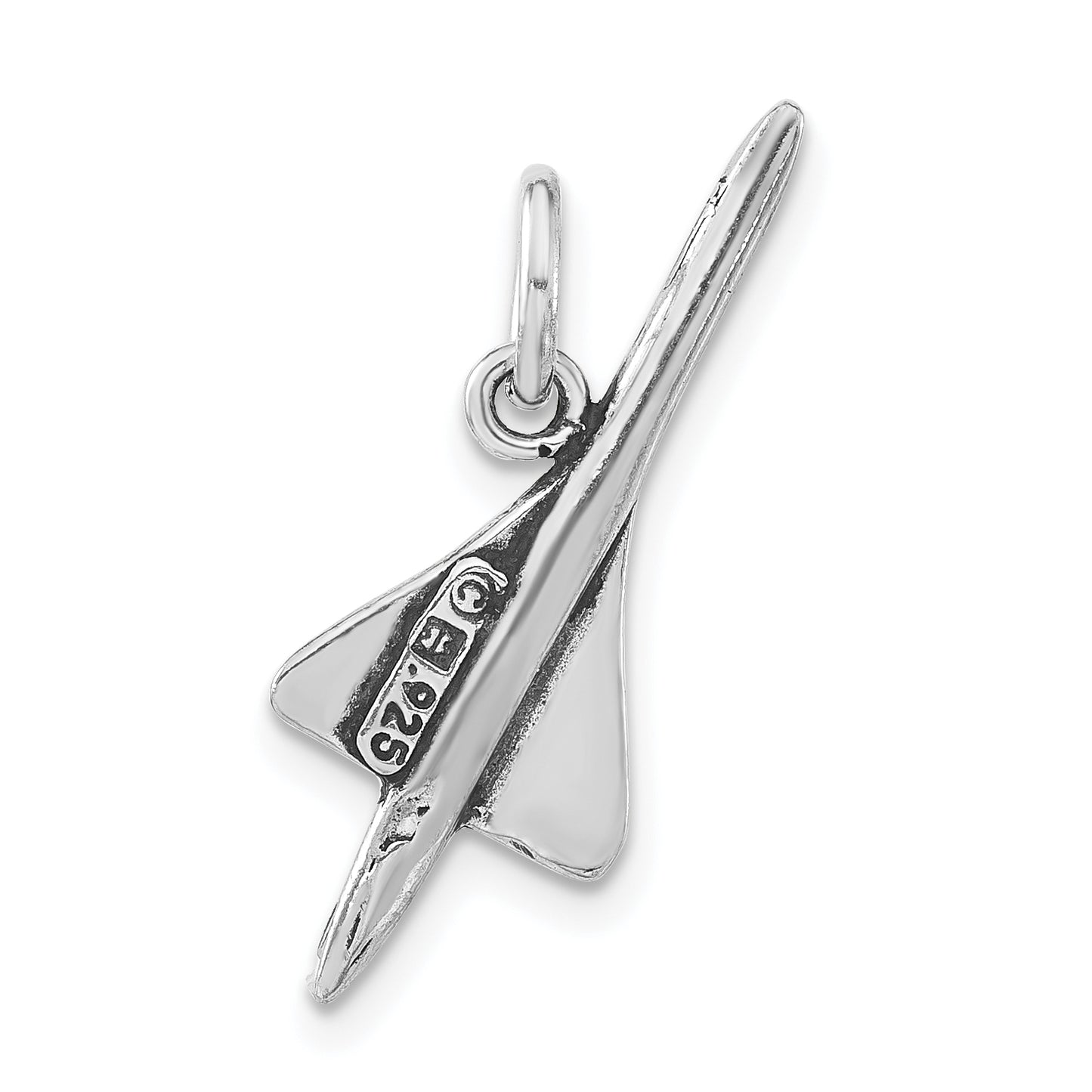 Sterling Silver Polished & Antiqued Airplane Pendant