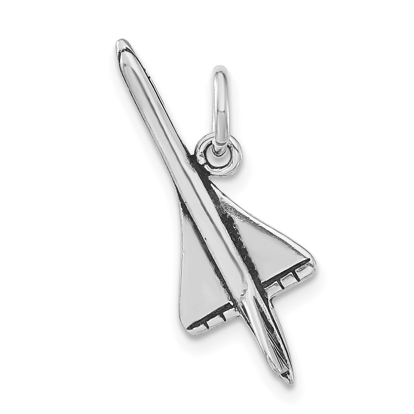 Sterling Silver Polished & Antiqued Airplane Pendant