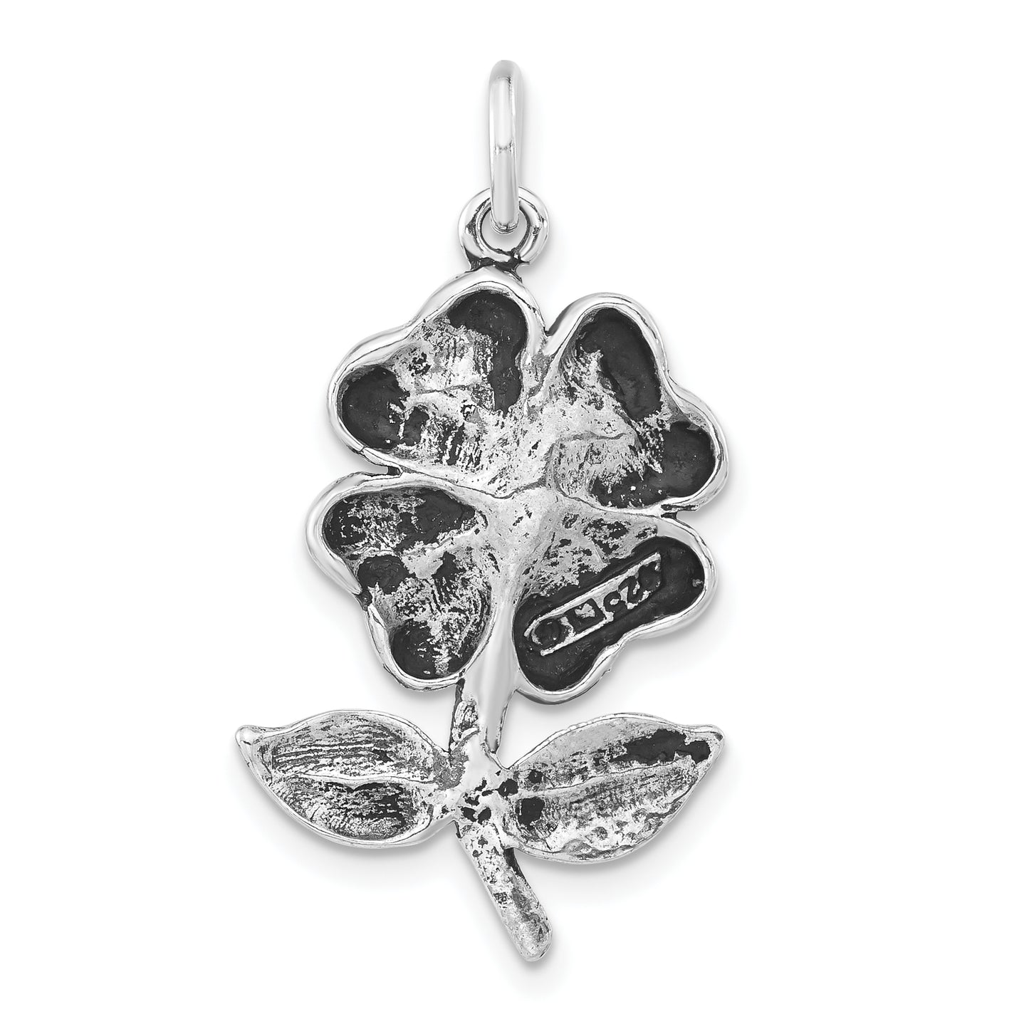 Sterling Silver Polished & Antiqued Flower Pendant