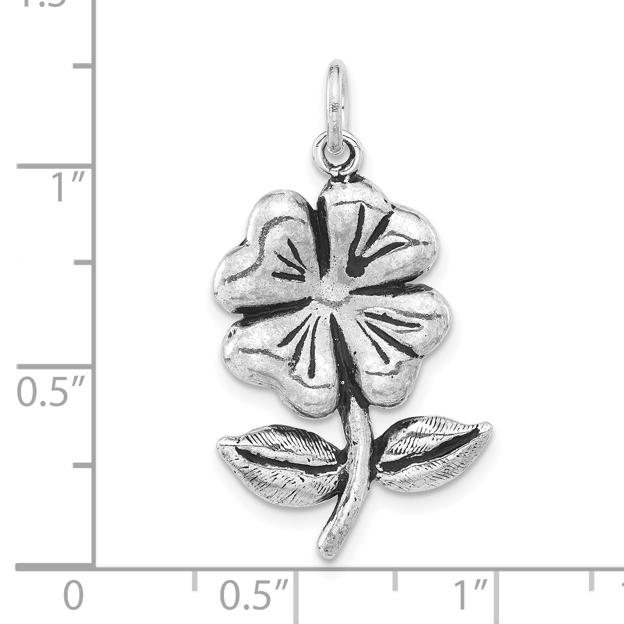 Sterling Silver Polished & Antiqued Flower Pendant