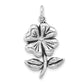 Sterling Silver Polished & Antiqued Flower Pendant