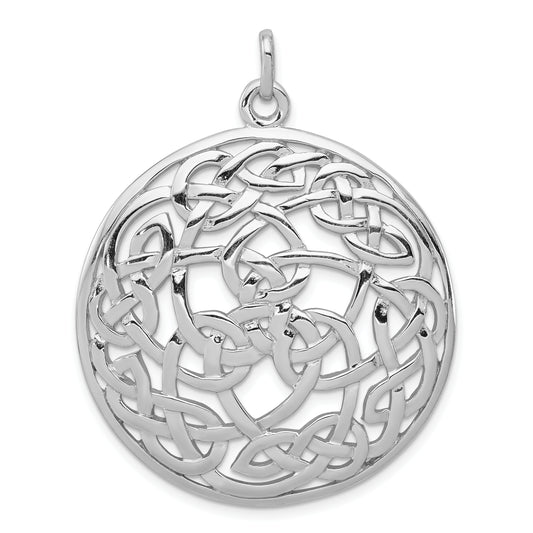 Sterling Silver Rhodium-Plated Polished Celtic Pendant