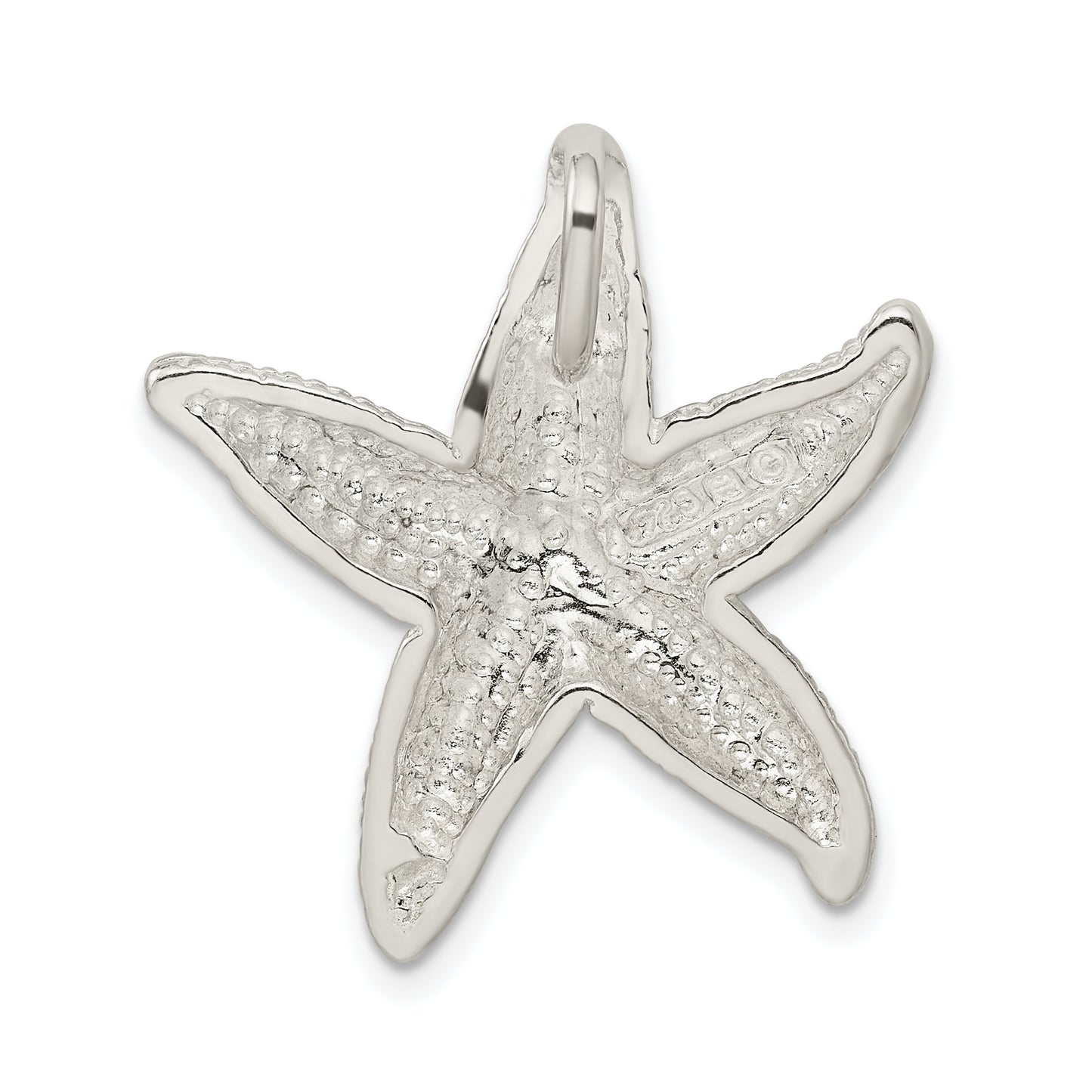 Sterling Silver Polished & Textured Starfish Chain Slide Pendant