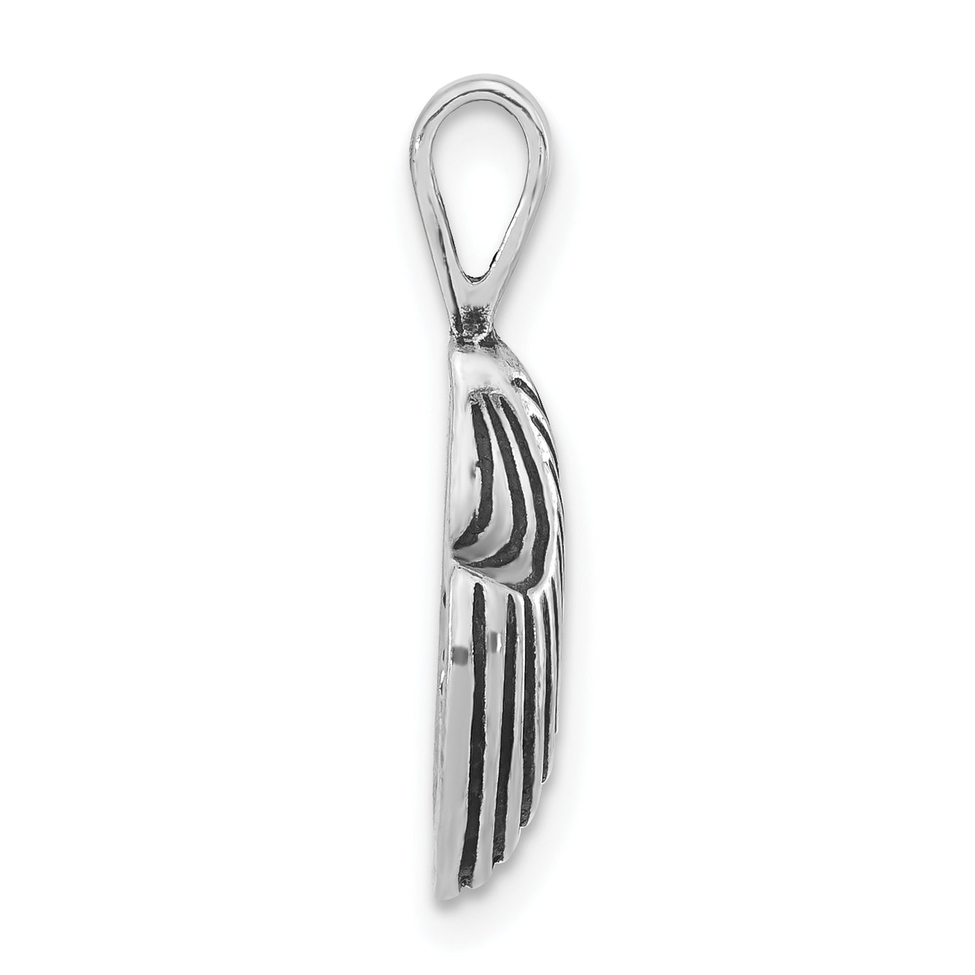 Sterling Silver Polished & Antiqued Mussel Shell Chain Slide Pendant