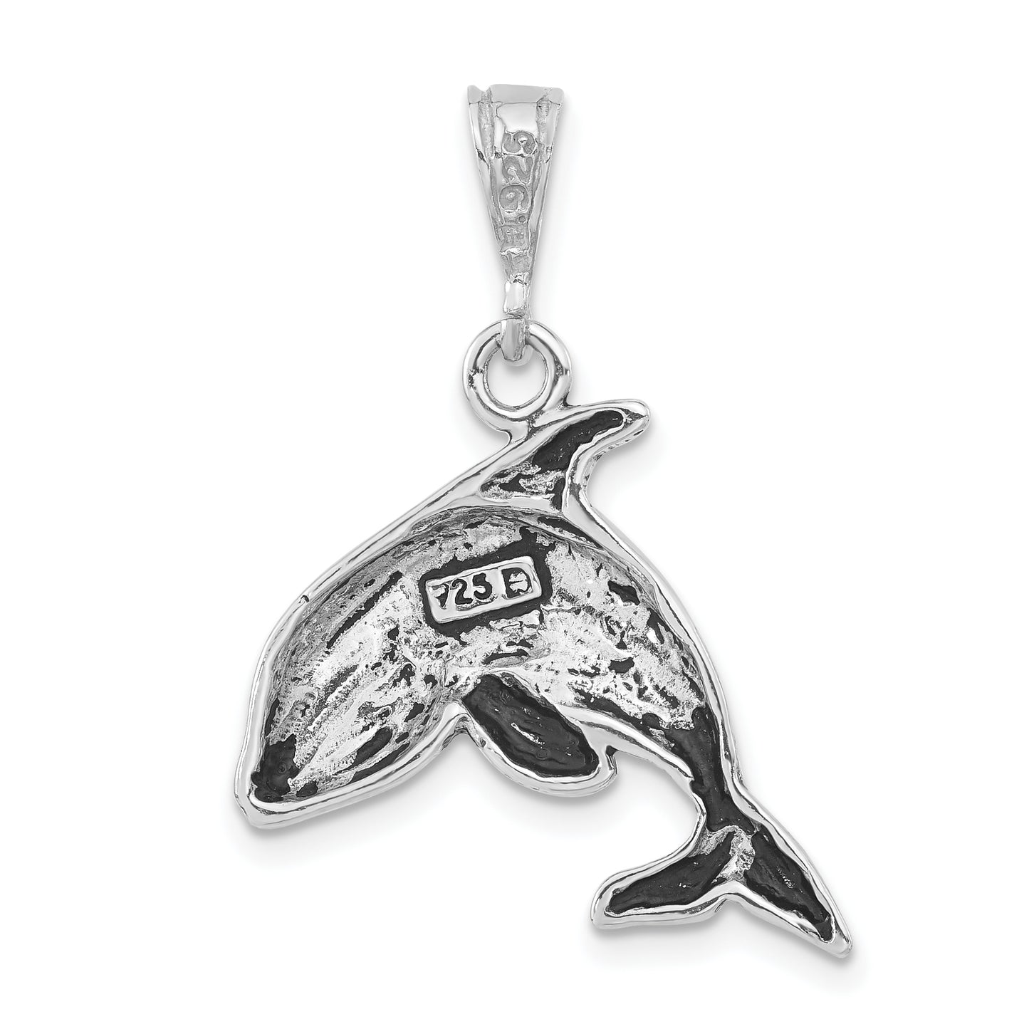 Sterling Silver Polished & Antiqued Whale Pendant