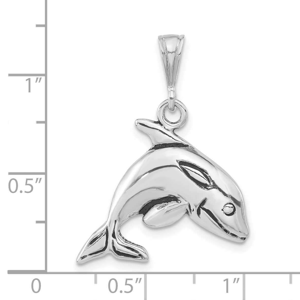 Sterling Silver Polished & Antiqued Whale Pendant