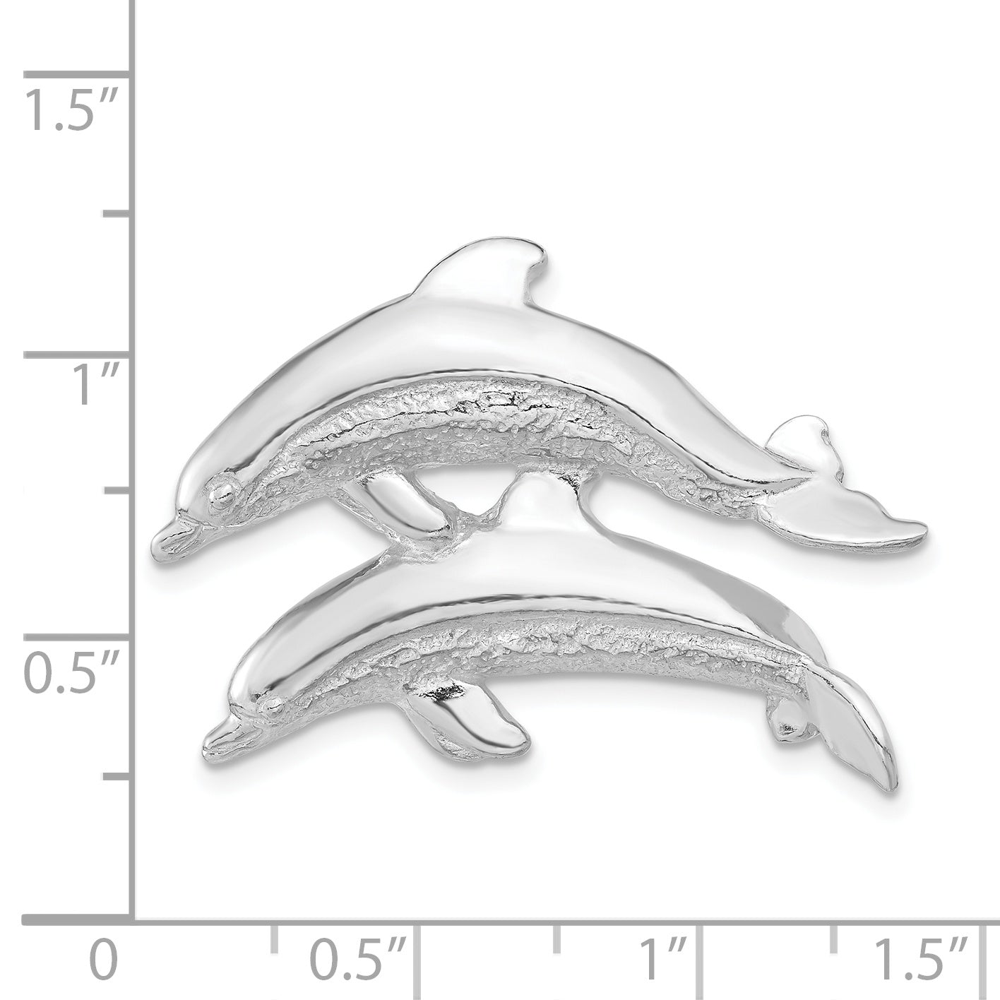 Sterling Silver Polished & Textured Dolphins Chain Slide Pendant