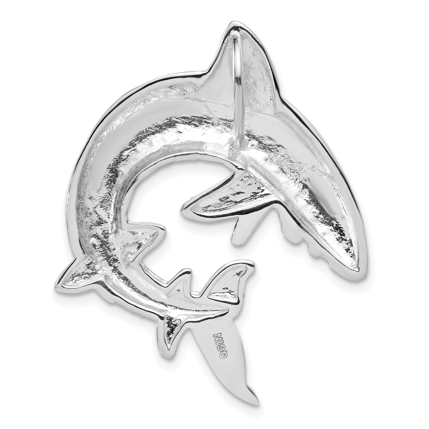 Sterling Silver Polished & Textured Shark Chain Slide Pendant