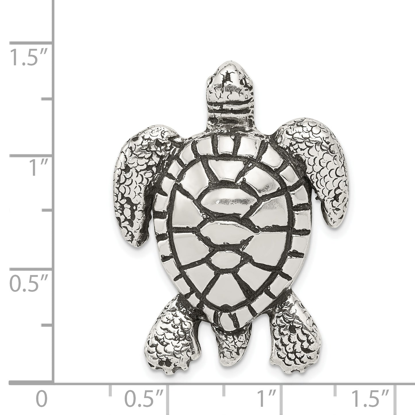 Sterling Silver Antiqued & Textured Turtle Chain Slide Pendant