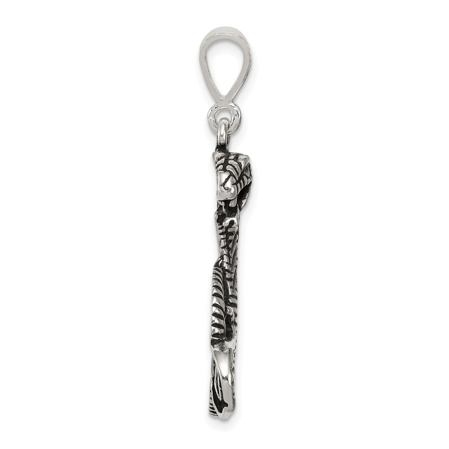 Sterling Silver Antiqued Snake Pendant