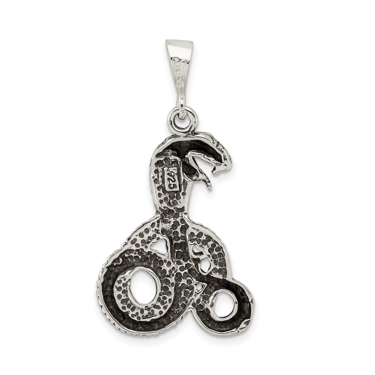 Sterling Silver Antiqued Snake Pendant