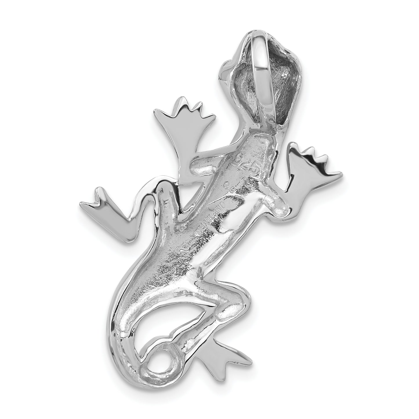 Sterling Silver Polished Enameled Gecko Chain Slide Pendant